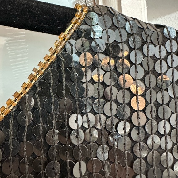 Vintage Jean For Joseph Le Bon 100% Silk Gold Black Sequined Blouse Size S - Picture 2 of 11